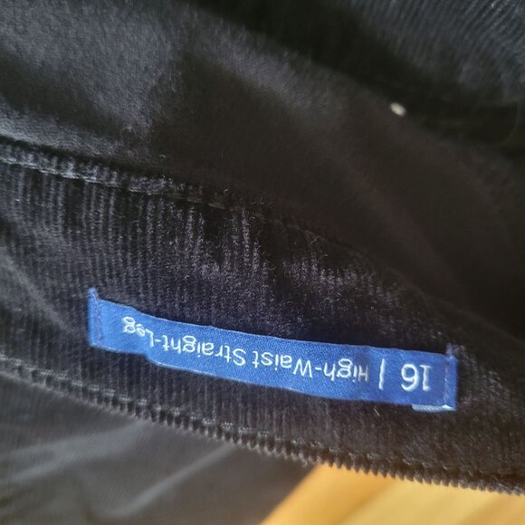 Talbots Womens 16 High-Waist Straight-Leg Black Corduroy Pants - Picture 3 of 4